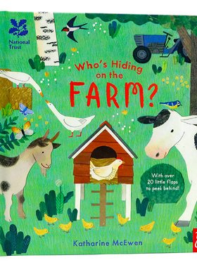 谁躲在农场英文原版 National Trust Whos Hiding On The farm 纸板趣味翻翻书 农场动物 儿童启蒙早教科普绘本 Nosy Crow