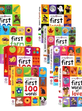 First 100系列8册套装 英文原版 Christmas/Colors/Numbers/Farm/Animals/Shapes/Trucks 亲子阅读启蒙纸板书 图解字词典 撕不烂