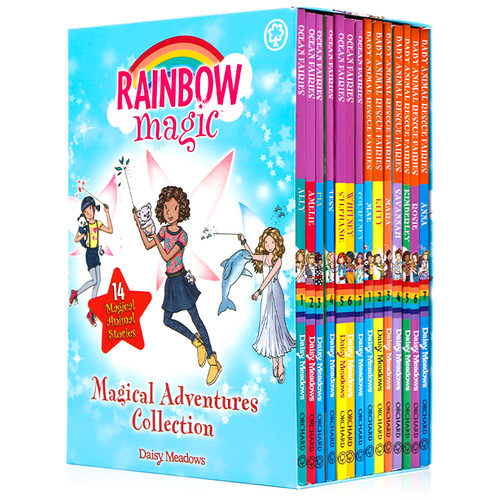彩虹魔法仙子14册礼盒装 英文原版 Rainbow Magic 14 Copy Slipcase 小学生英语插图章节桥梁书6-12岁 儿童课外兴趣阅读图画故事书
