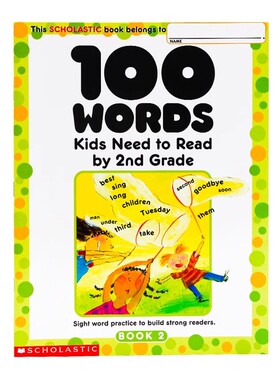 二年级一百个词汇 英文原版 100 Words Kids Need to Read by 2nd Grade 学乐Scholastic English 小学生英语词汇练习册