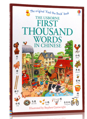 Usborne 基础汉语1000词字词典英文原版 中英对照趣味场景式加深记忆 First Thousand Words in Chinese 儿童英语读物全彩绘版大开