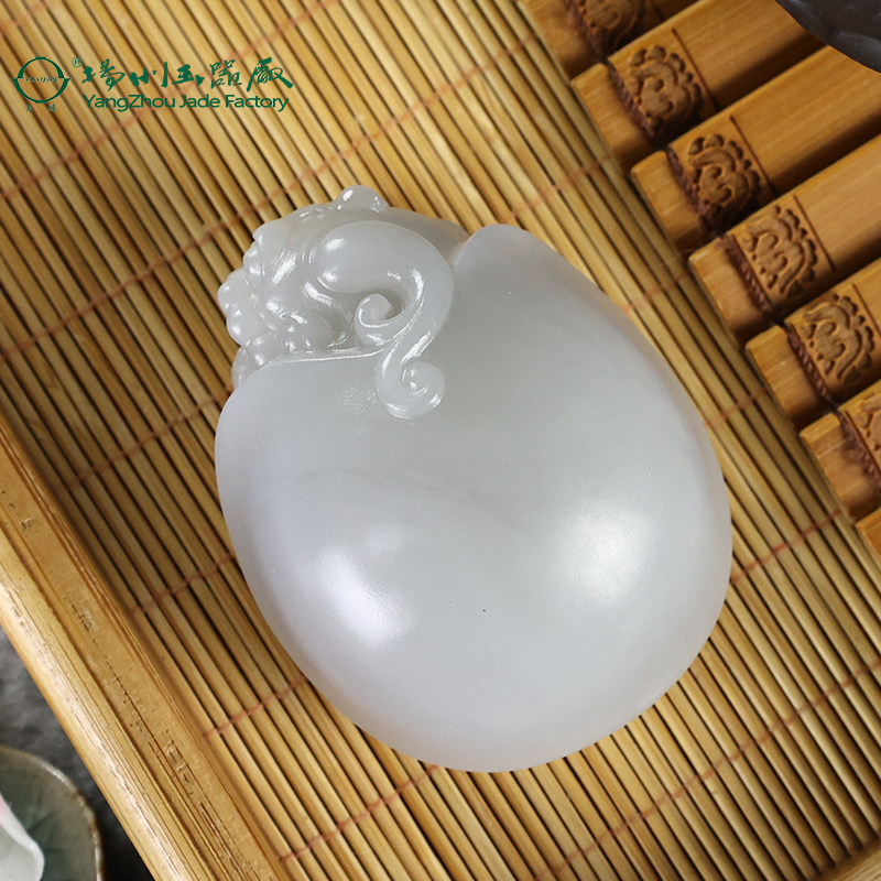 玉缘和田玉青海白玉烟青龙龟把件玉质细腻雕工精美送朋友男士大师