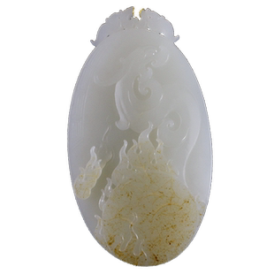 玉缘和田玉吊坠新疆白玉籽料龙行天下玉挂件玉牌生肖款送亲友