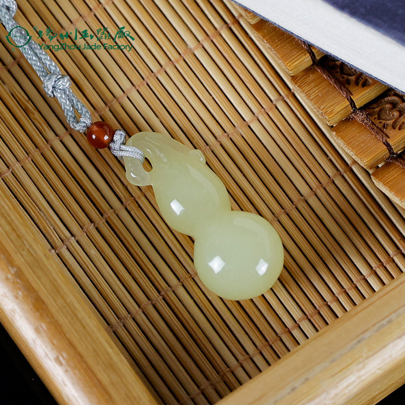 玉缘天然和田玉青海黄口料葫芦福禄吊坠挂件油润细腻扬州玉器厂
