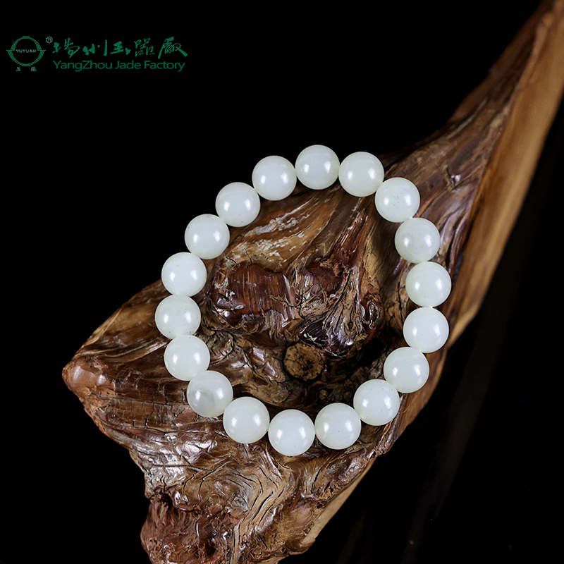 玉缘和田玉新疆和田白玉籽料圆珠手链串玉质细腻油性足12mm男士