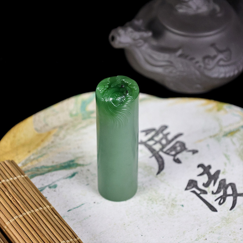 玉缘和田玉俄罗斯碧玉金玉满堂印章玉质细腻油性足精致可刻字大师