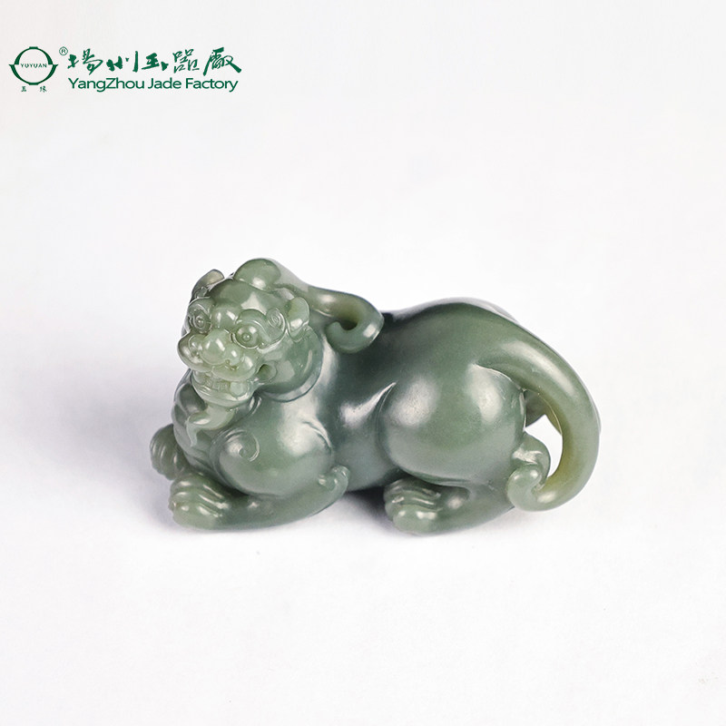 玉缘和田玉新疆和田青玉籽貔貅把件盘玩玉质细腻油性足雕工好大师