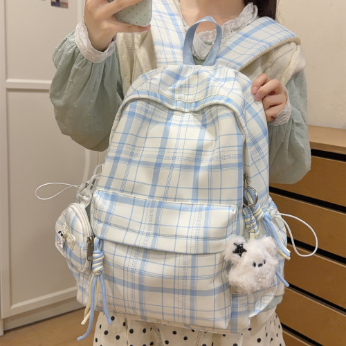 ins格子书包初中生女高中学生