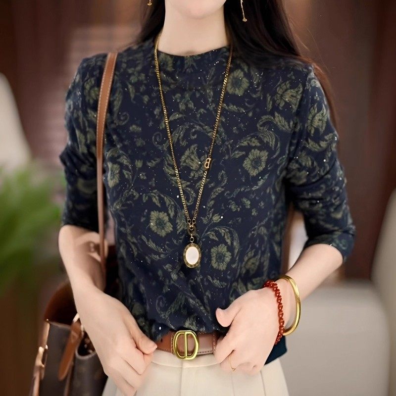高级感时尚减龄上衣女2026春秋季新款加绒加厚打底衫内搭t恤小衫