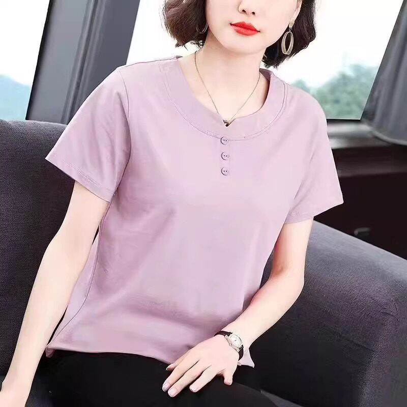 减龄T恤短袖女2025年新款夏季时尚半袖小衫大尺码宽松休闲T恤上衣