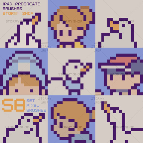 【像素笔刷】Procreate颗粒复古方块故障漫iPad绘画素材教程ST20