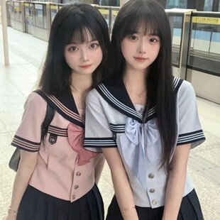 梗豆物语*抚蝶女子晴空蓝水手JK制服女套装高腰显瘦学生