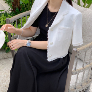 小香风短袖西装小外套女休闲 韩国chic 轻熟 小众设计感 轻奢名媛