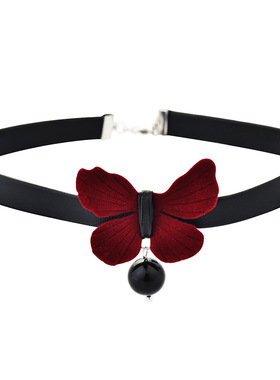 黑色优雅颈链气质款蝴蝶项圈皮带