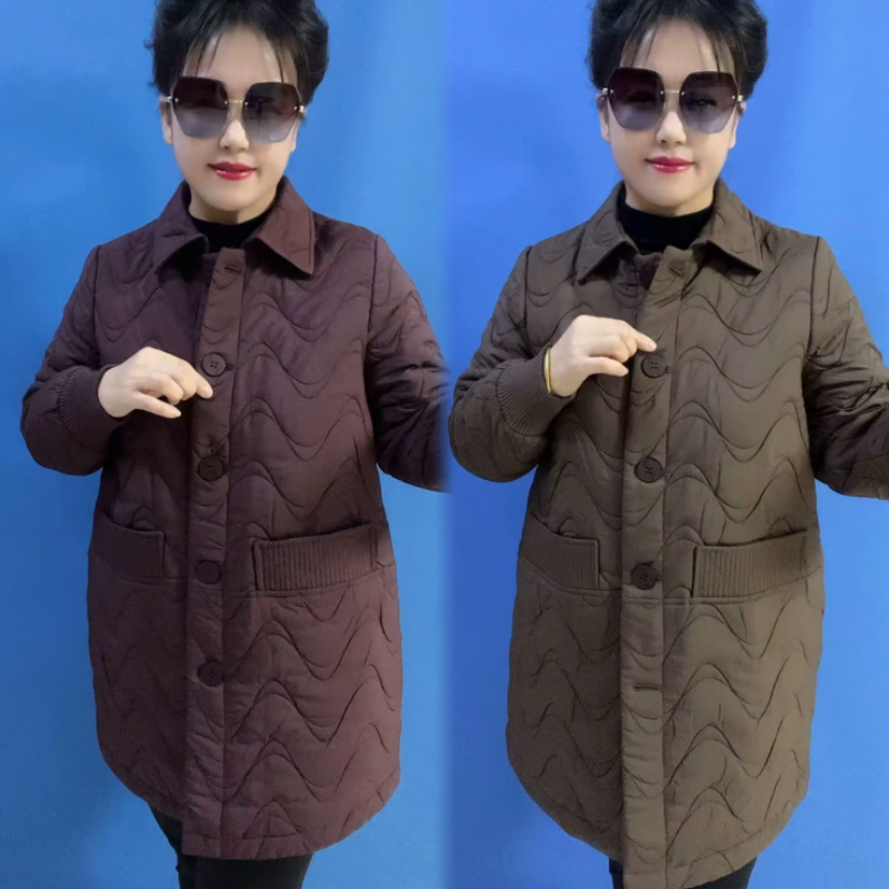 夹棉中长棉服百搭宽松棉