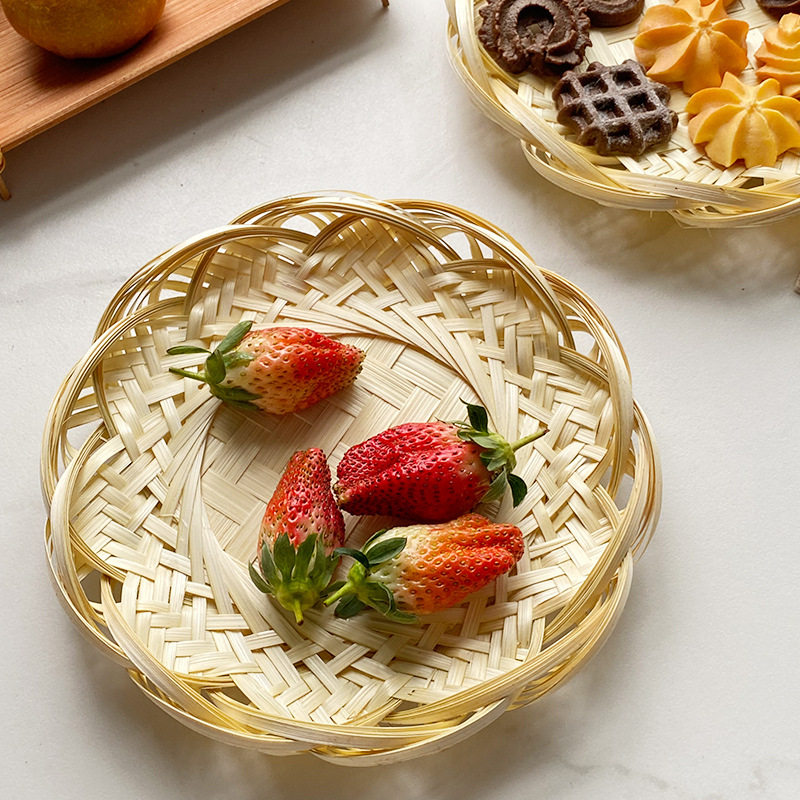 日式手工竹编酒店宾馆餐厅家用水果瓜果寿司早点心盘竹篮工艺品,特色手工艺,竹编/竹雕,淘宝优惠券,粉丝福利购,淘宝优惠卷
