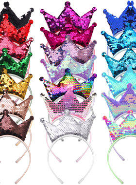欧美亚马逊亮片皇冠发箍派对发饰欧美风格女王头饰
