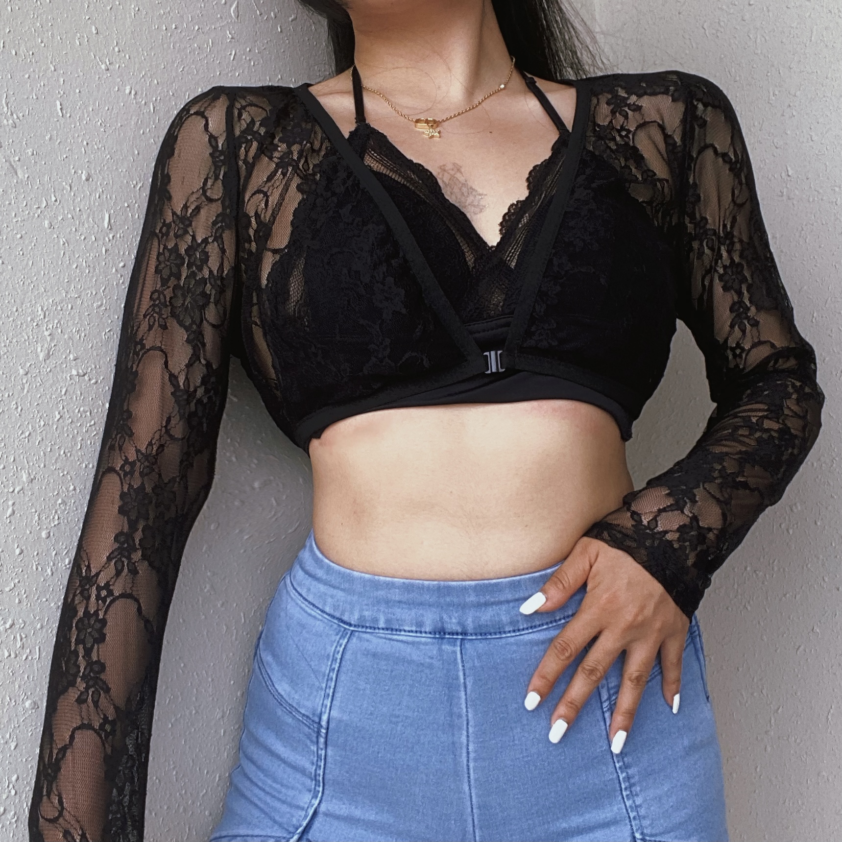 爵士女团短上衣蕾丝跳舞超辣开衫