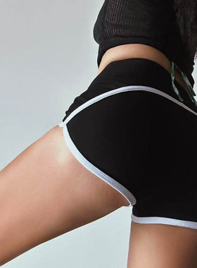 1996 爵士舞短裤紧身性感弹力提臀运动超短裤钢管舞高腰运动热裤