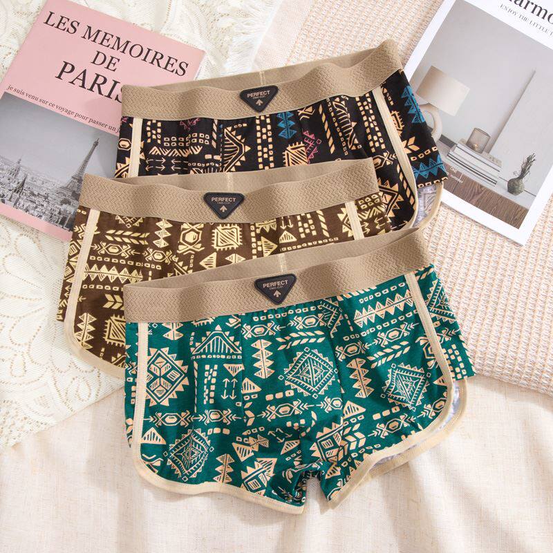 复古民族风男士内裤中腰大码休闲居家平角裤新款舒适透气男生裤衩