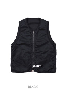 22SS国潮两面穿拉链宽松休闲无领内胆夹克马甲坎肩非 visvim dcdt