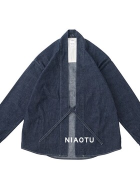 22SS日潮复古水洗红边赤耳休闲牛仔长袖衬衫道袍夹克外套非visvim