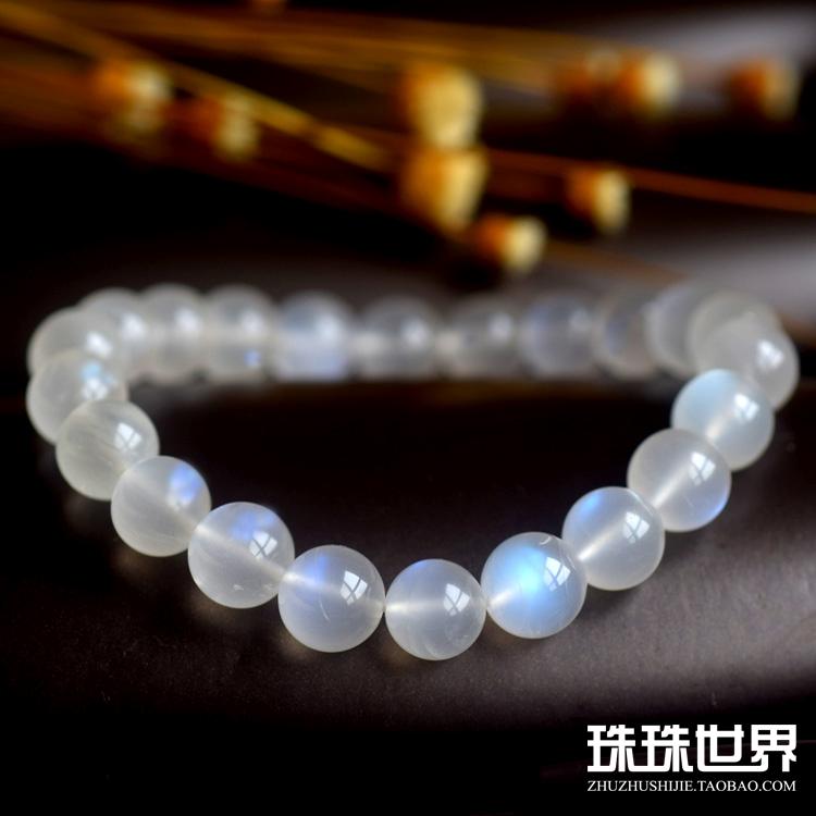 月光石手链女蓝光月光石奶油体