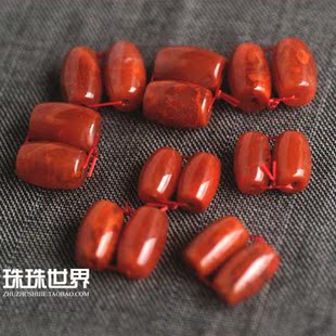 珠珠世界散珠 四川凉山美姑火焰纹南红配对桶珠 路路通