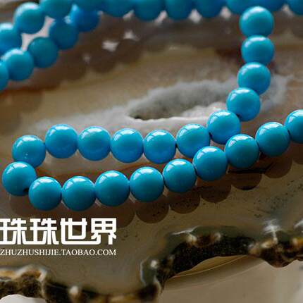 天然美国睡美人绿松石蔚蓝色瓷松 6mm圆珠散珠单粒价格