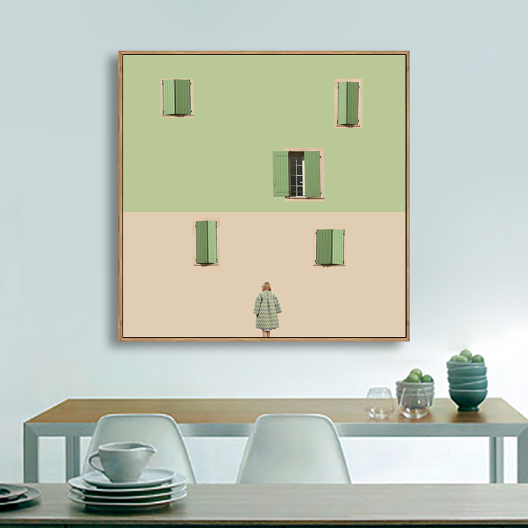 北欧创意小清新绿色风景建筑装饰画挂画卧室床头玄关壁画餐厅挂画图片