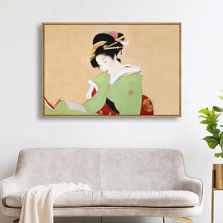 日式清新仕女图北欧装饰画客厅卧室床头玄关壁画酒店日式料理挂画