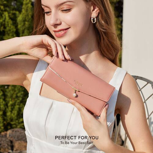 PU money clip with multiple card slots and hand-held pouch