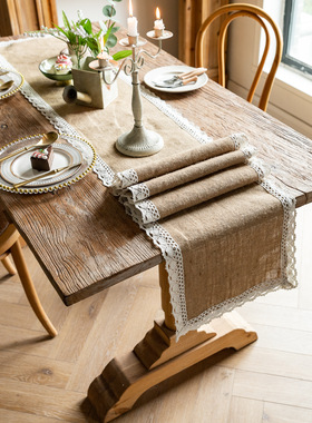 woven lace tassels long tablecloth decoration table setting.