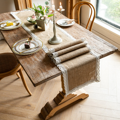 woven lace tassels long tablecloth decoration table setting.