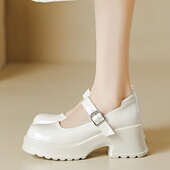 小皮鞋 2026春秋新款 粗跟玛丽珍厚底一字扣单鞋 法式 时尚 软底舒适