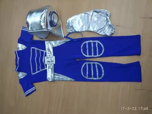 蓝色机器人太空服小荷风采我也想飞蓝天白云环保表演舞蹈演出服装