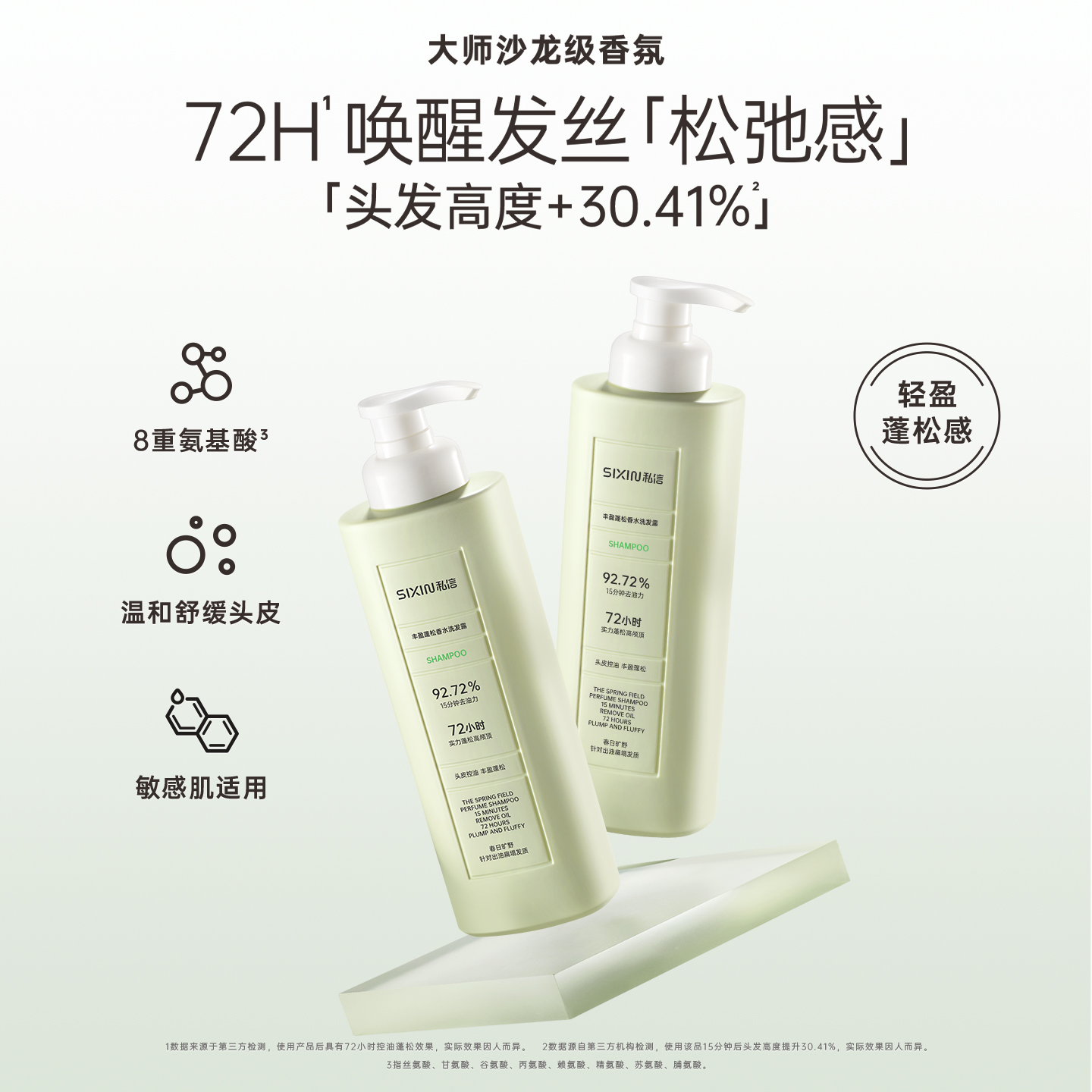 私信丰盈蓬松洗发露500ml男女清洁头发控油保湿留香清爽官方正品