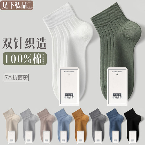 春夏纯棉薄款抗菌防臭男士短袜