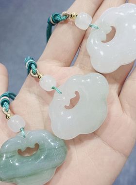 天然天山翠如意锁双面工艺吊坠爆款小红书同款 女生礼物项链如意