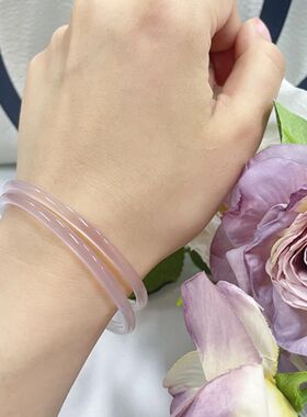 河南南阳石佛寺玉器批发市场粉色叮当镯玉髓一对天然实物拍摄保真