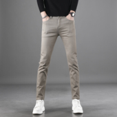 男款 小脚休闲弹力男士 2025新款 高端轻奢灰色牛仔裤 秋冬季 修身 裤 子