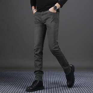 钻石灰牛仔裤2025新款男潮牌高端修身小脚休闲水洗弹力男士长裤子