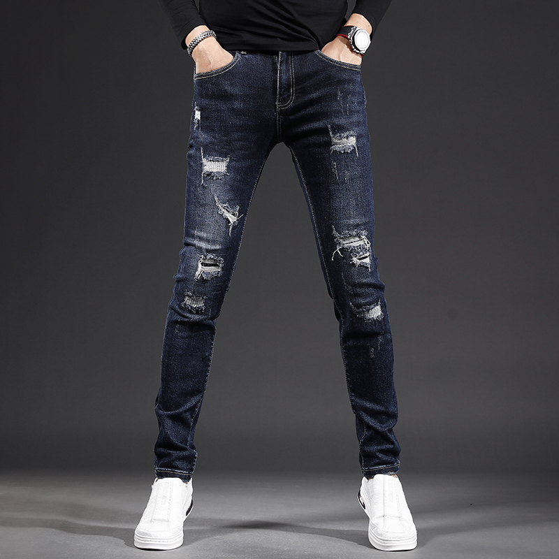 范莉泰拉链长裤水洗秋季牛仔裤男