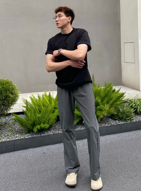 FOCABO美式凉感冰皮bootcut弯刀西裤宽松梭织耐穿显瘦运动休闲裤