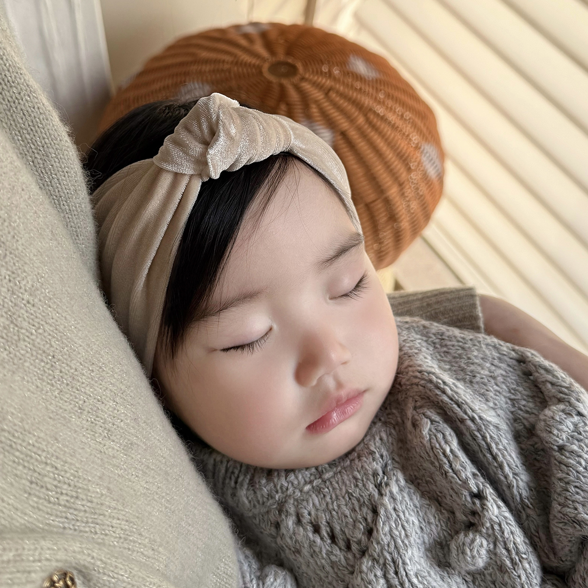 欧美打结金丝绒男女宝宝婴儿发带