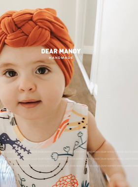 ins欧美婴儿帽子春秋薄款护囟门莫代尔透气儿童男女宝宝打结胎帽