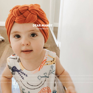 ins欧美婴儿帽子春秋薄款 护囟门莫代尔透气儿童男女宝宝打结胎帽