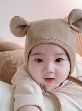 婴儿帽子可爱超萌澳绒加厚保暖韩版儿童男女宝宝胎帽护耳帽秋冬季