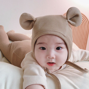 婴儿帽子可爱超萌澳绒加厚保暖韩版 儿童男女宝宝胎帽护耳帽秋冬季