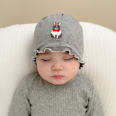 婴儿帽子春秋莫代尔可爱刺绣初生新生儿男女宝宝护囟门无骨胎帽夏